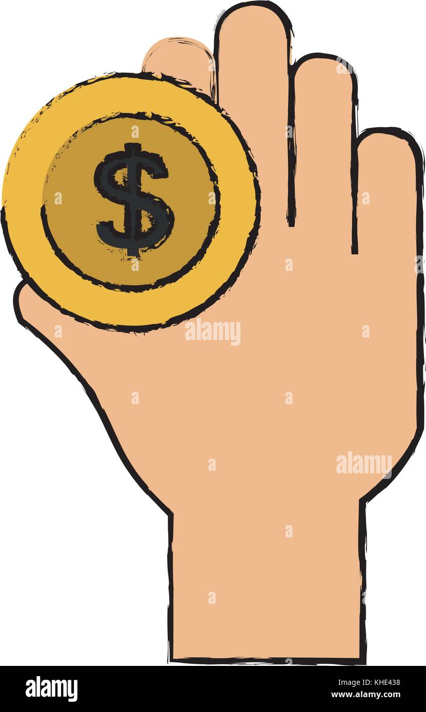 hand with coin money isolated icon Stock Vector Image & Art - Alamy