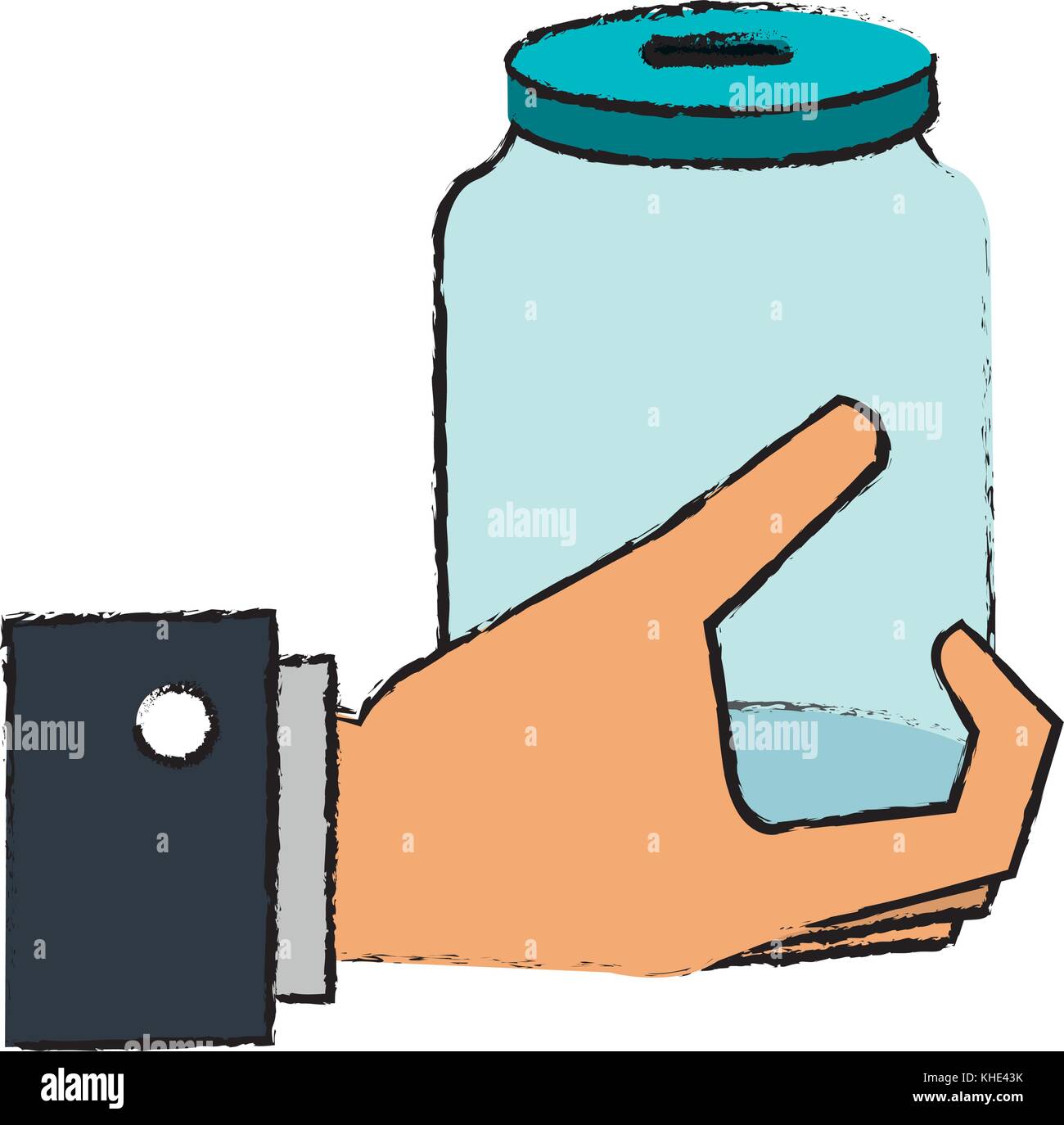 hand with glass jar isolated icon Stock Vector Image & Art - Alamy