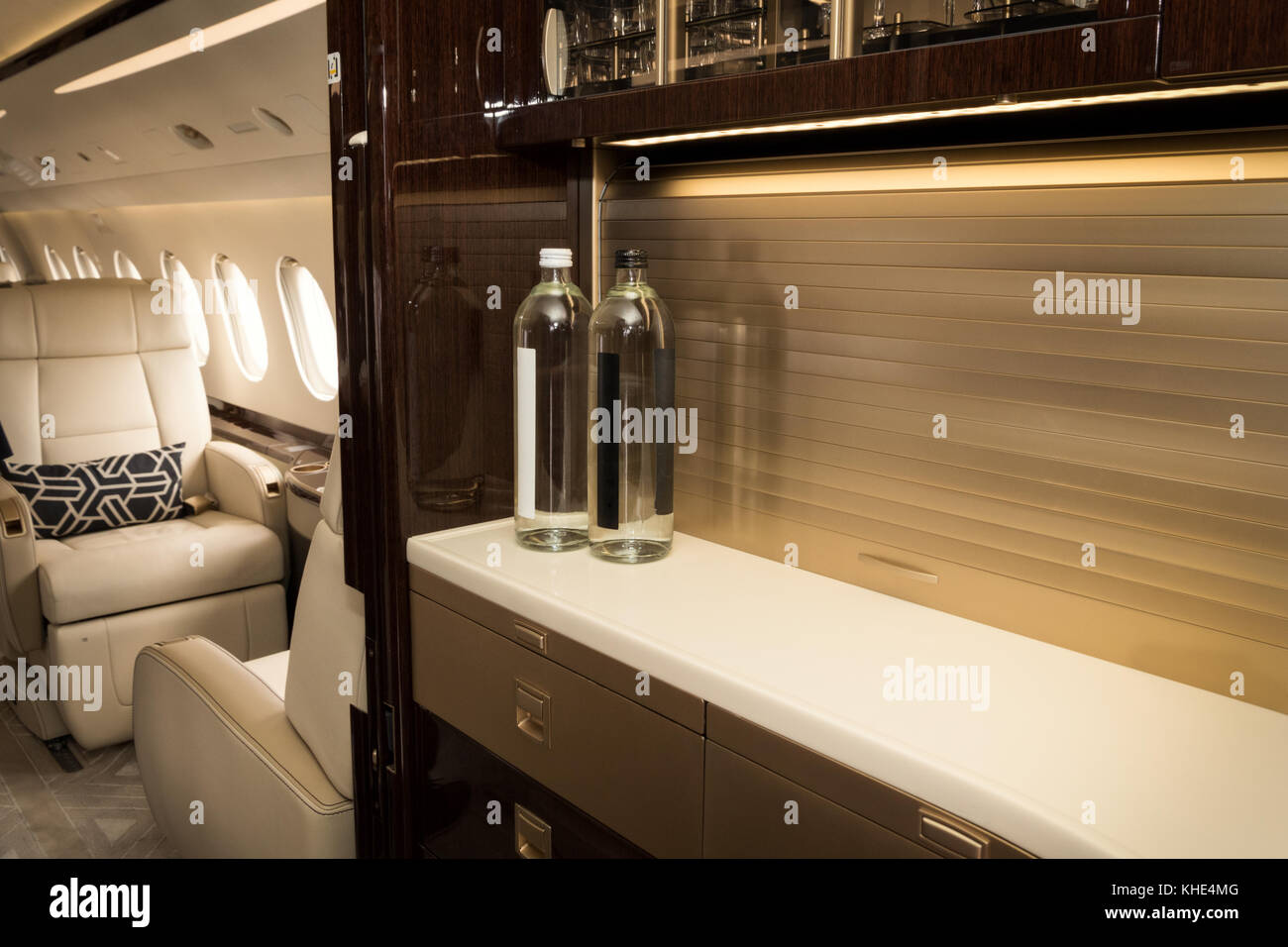 Business jet cabin interior Stock Photo