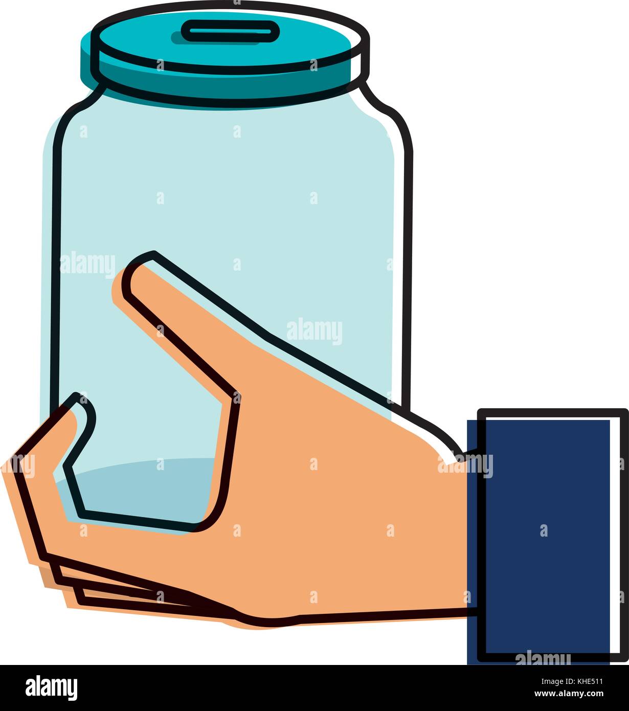hand with glass jar isolated icon Stock Vector Image & Art - Alamy