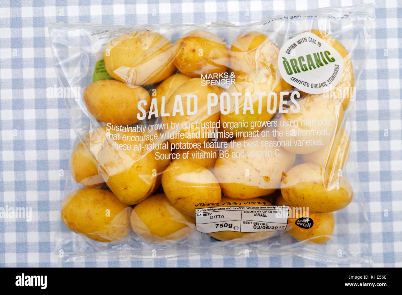 M&S organic salad potatoes imported from Israel Stock Photo