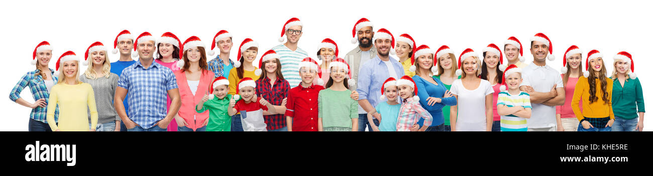 group of happy people in santa hats Stock Photo - Alamy