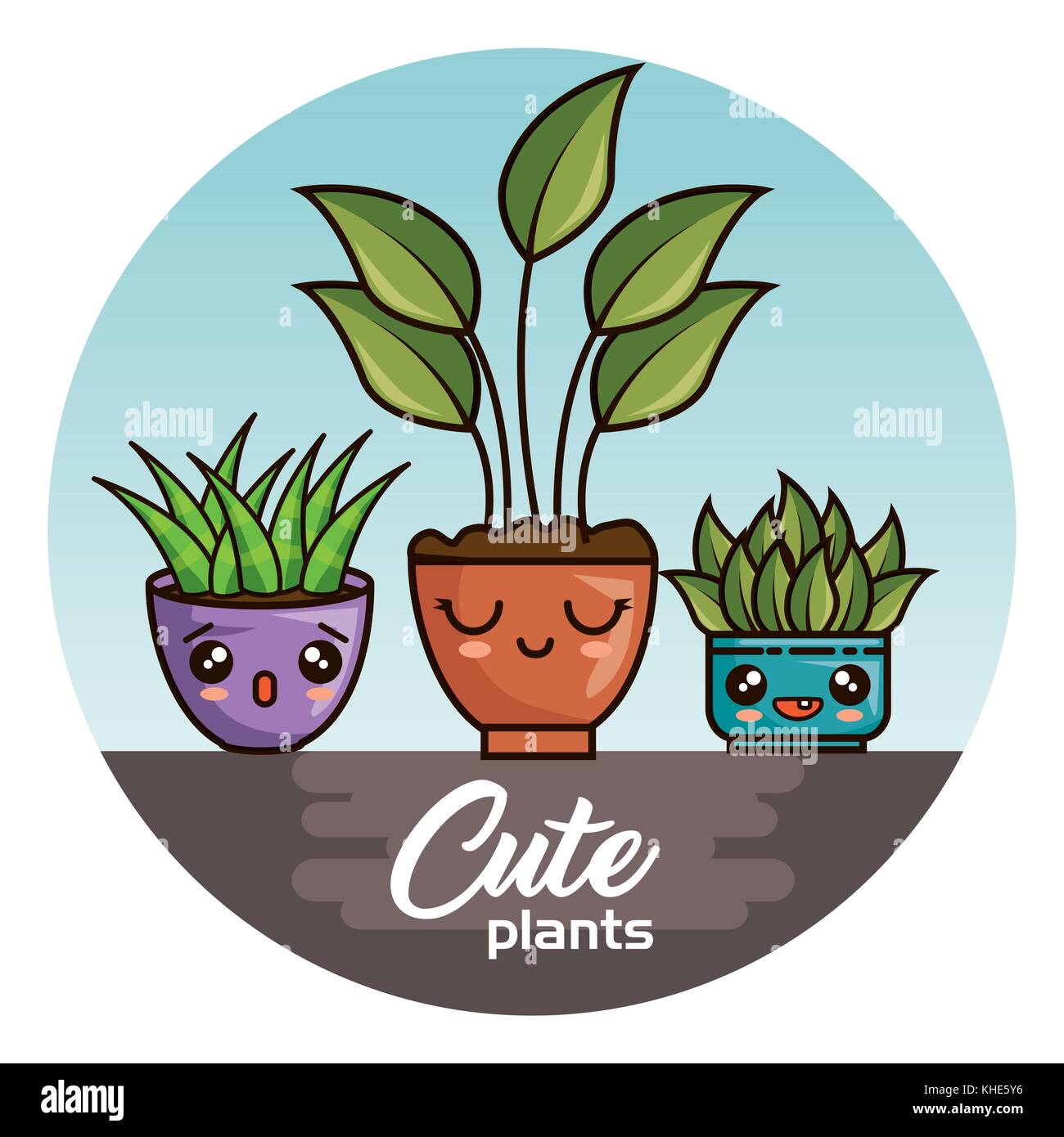 cute lovely kawaii house plants cartoons Stock Vector Image & Art Alamy