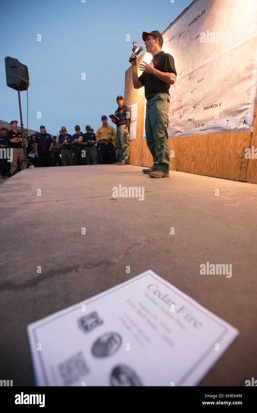 6AM morning meeting for many of the crews fighting the Cedar Fire in