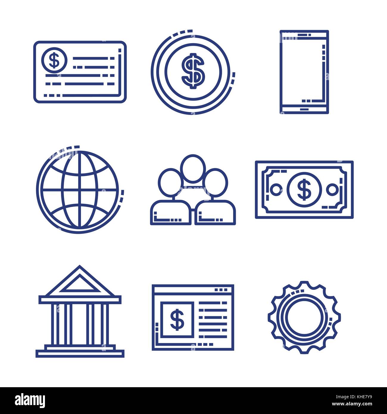 fintech set flat icons Stock Vector Image & Art - Alamy