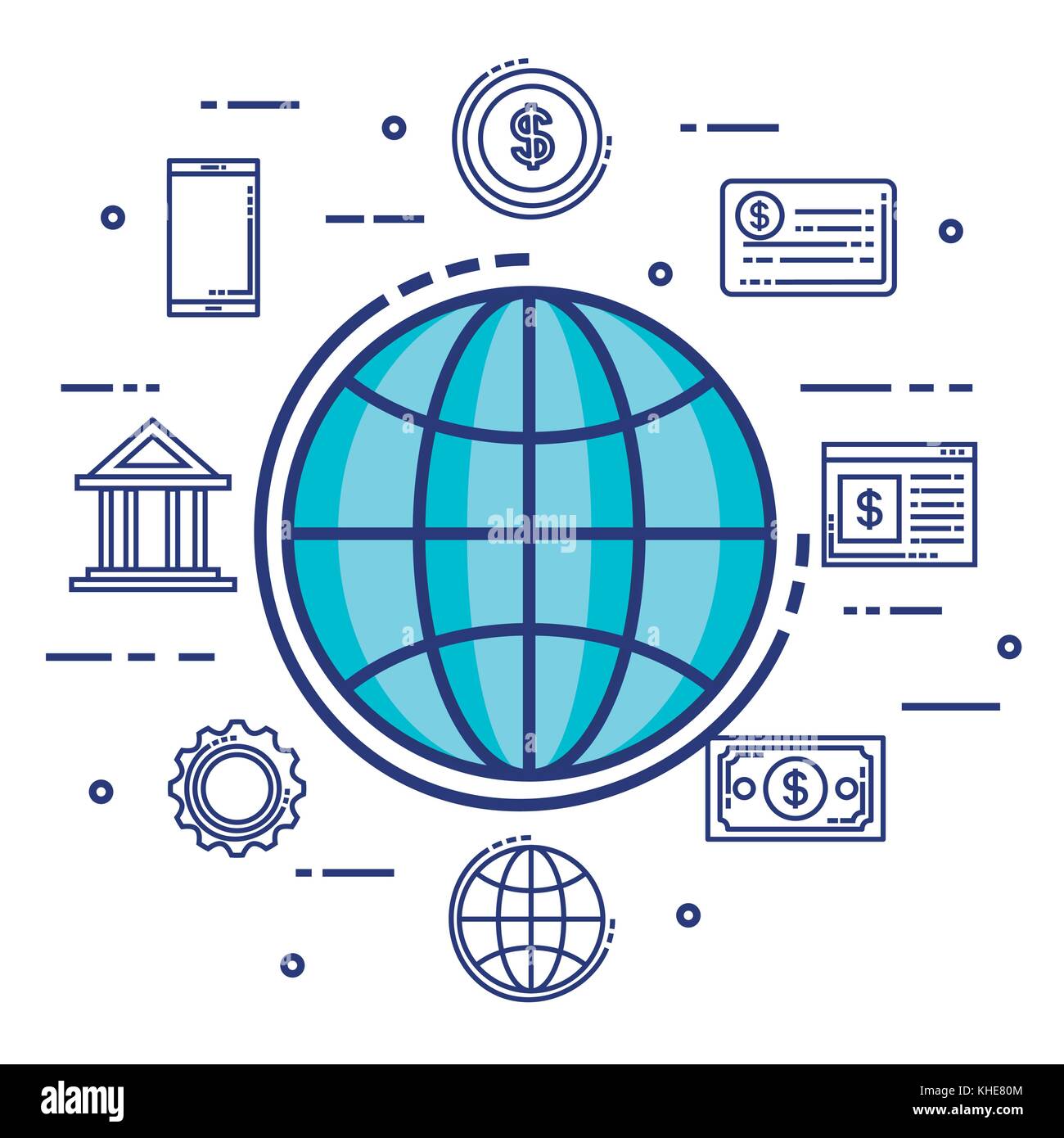 fintech set flat icons Stock Vector Image & Art - Alamy