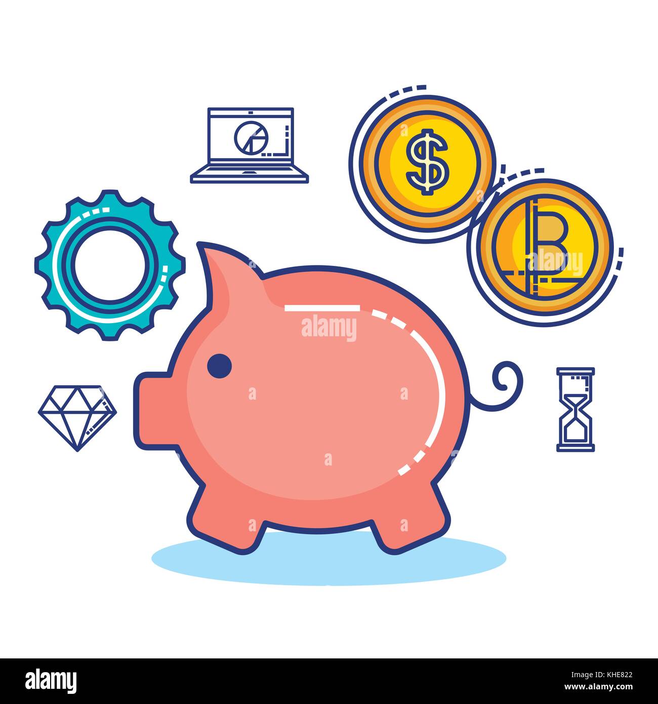 fintech set flat icons Stock Vector Image & Art - Alamy
