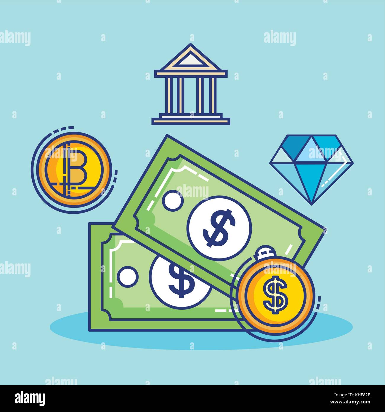 fintech set flat icons Stock Vector Image & Art - Alamy