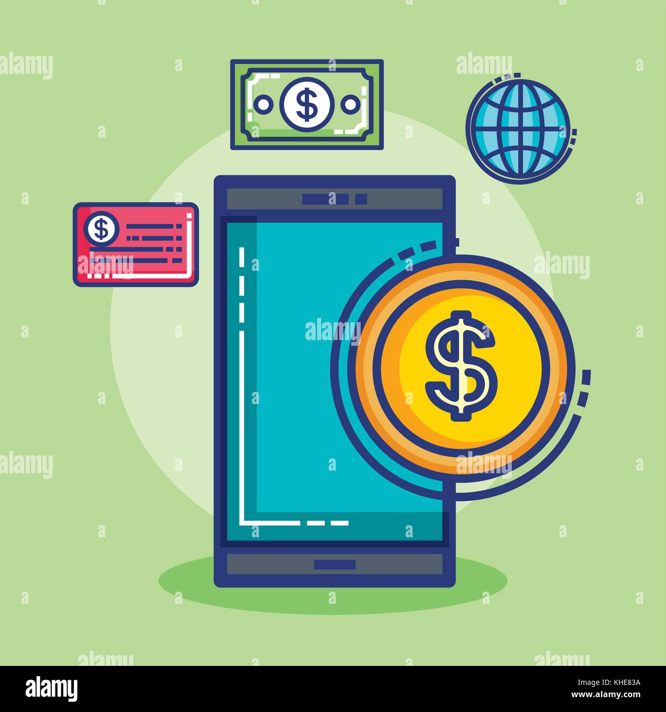 fintech set flat icons Stock Vector Image & Art - Alamy