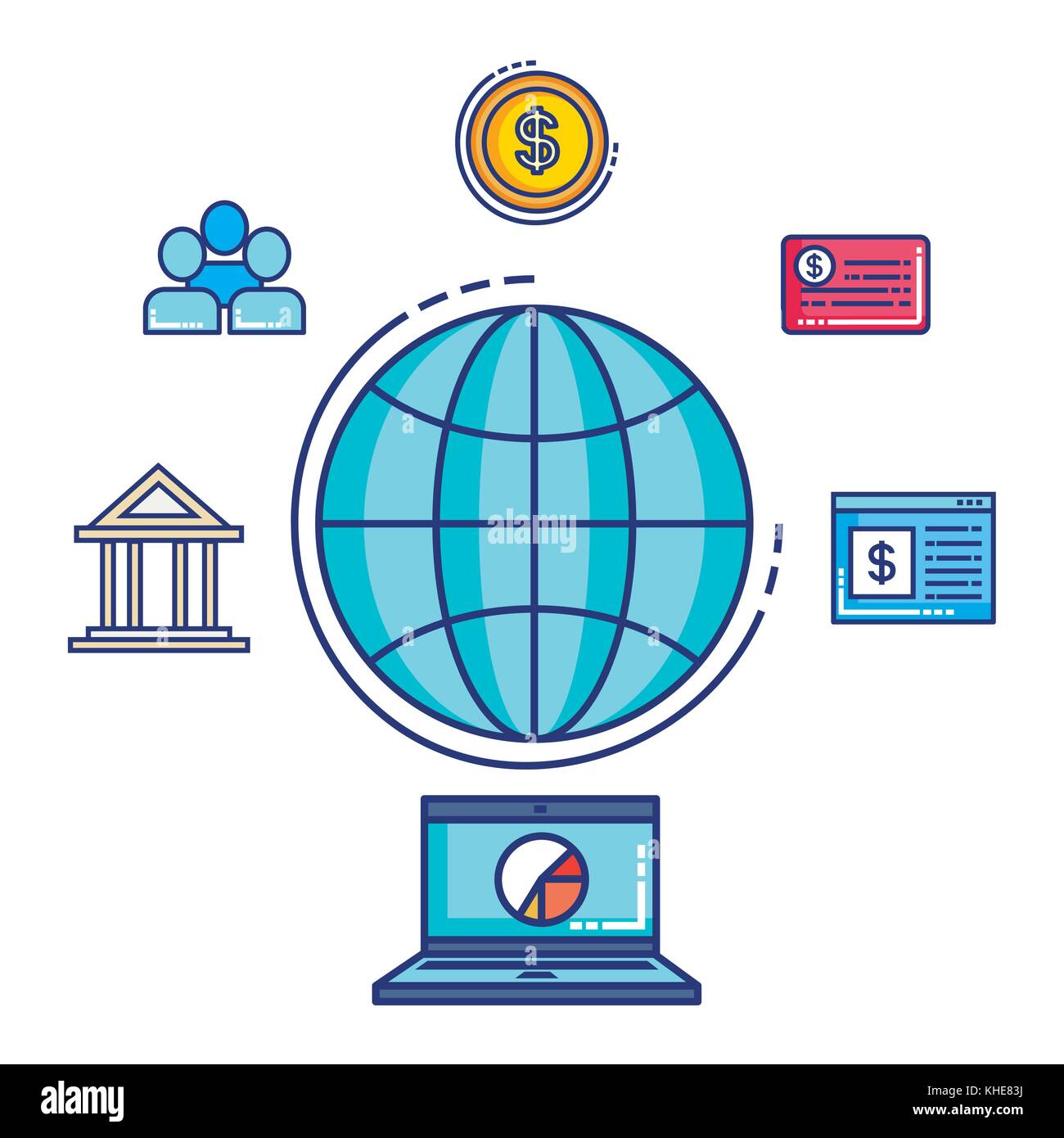 fintech set flat icons Stock Vector Image & Art - Alamy