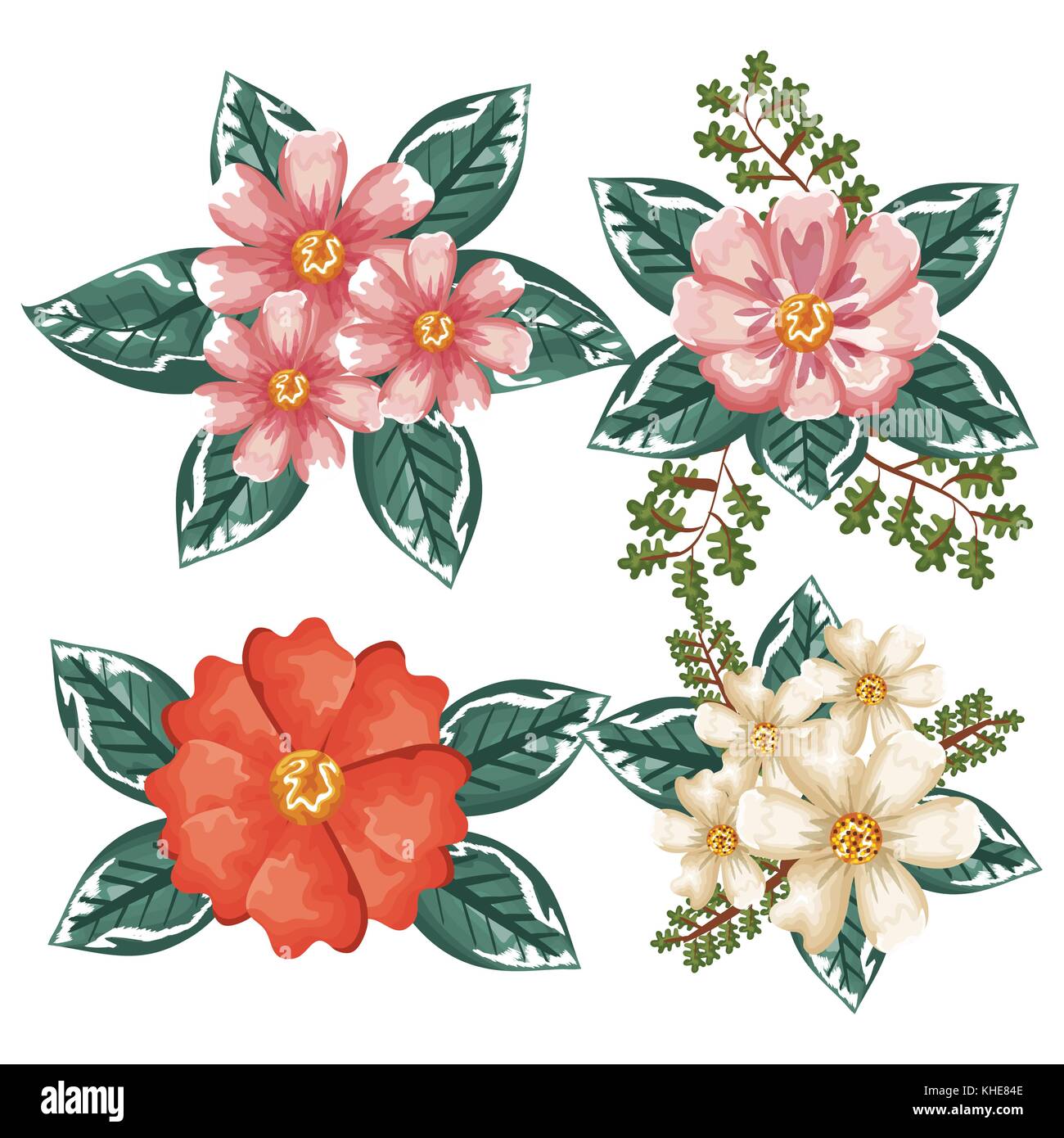 set flowers pattern background Stock Vector Image & Art - Alamy