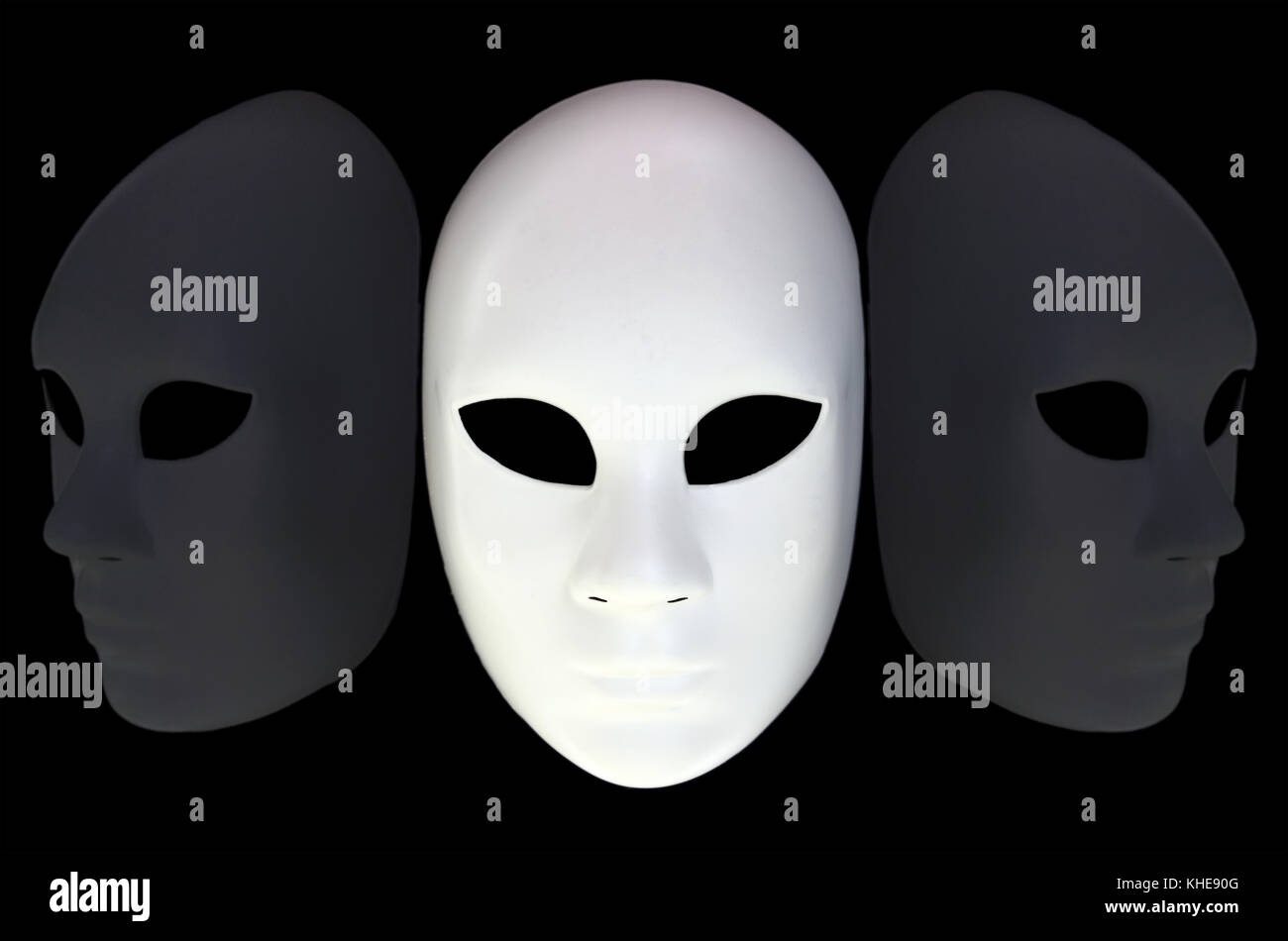 White Masks On Black Background Stock Photo - Download Image Now - Adult,  Adults Only, Bizarre - iStock