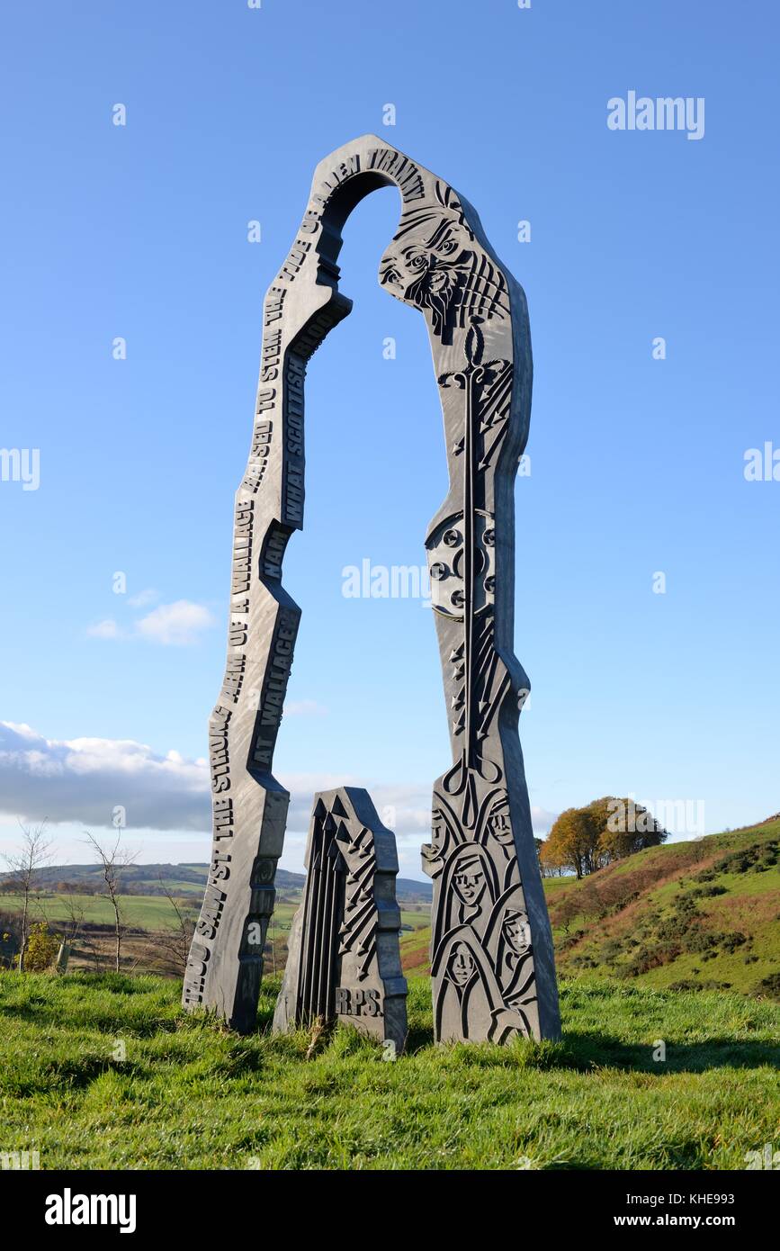 The Spirit of Scotland monument, at Loudoun Hill volcanic plug, East Ayrshire, Scotland, UK. Stock Photo