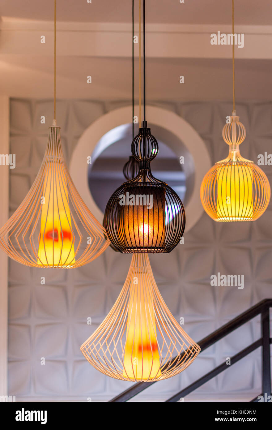 Beautiful modern light hanging from a ceiling Stock Photo Alamy