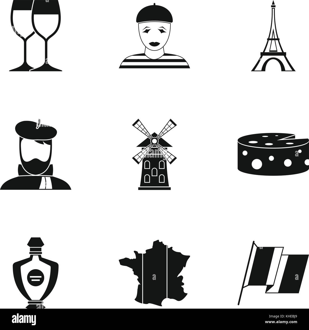 Stay in France icons set, simple style Stock Vector Image & Art - Alamy