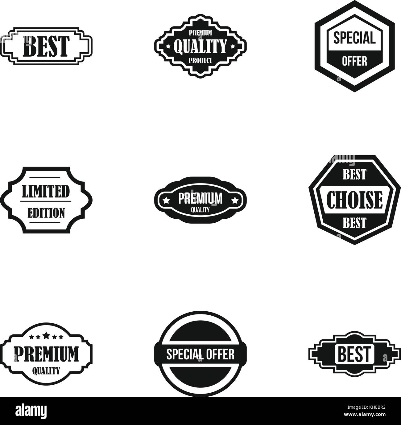 Sticker icons set, simple style Stock Vector Image & Art - Alamy