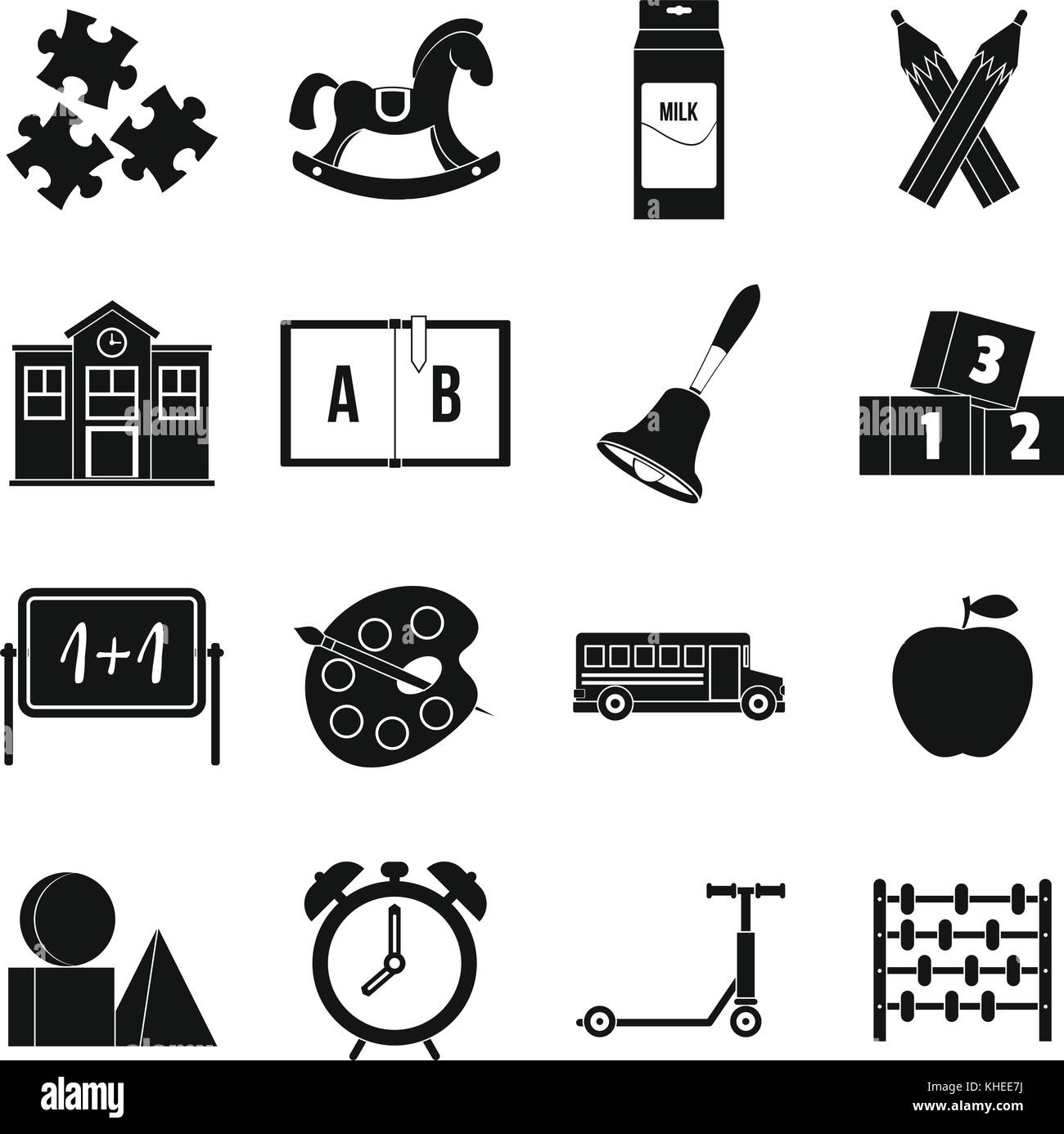 Kindergarten symbol icons set, simple style Stock Vector Image & Art