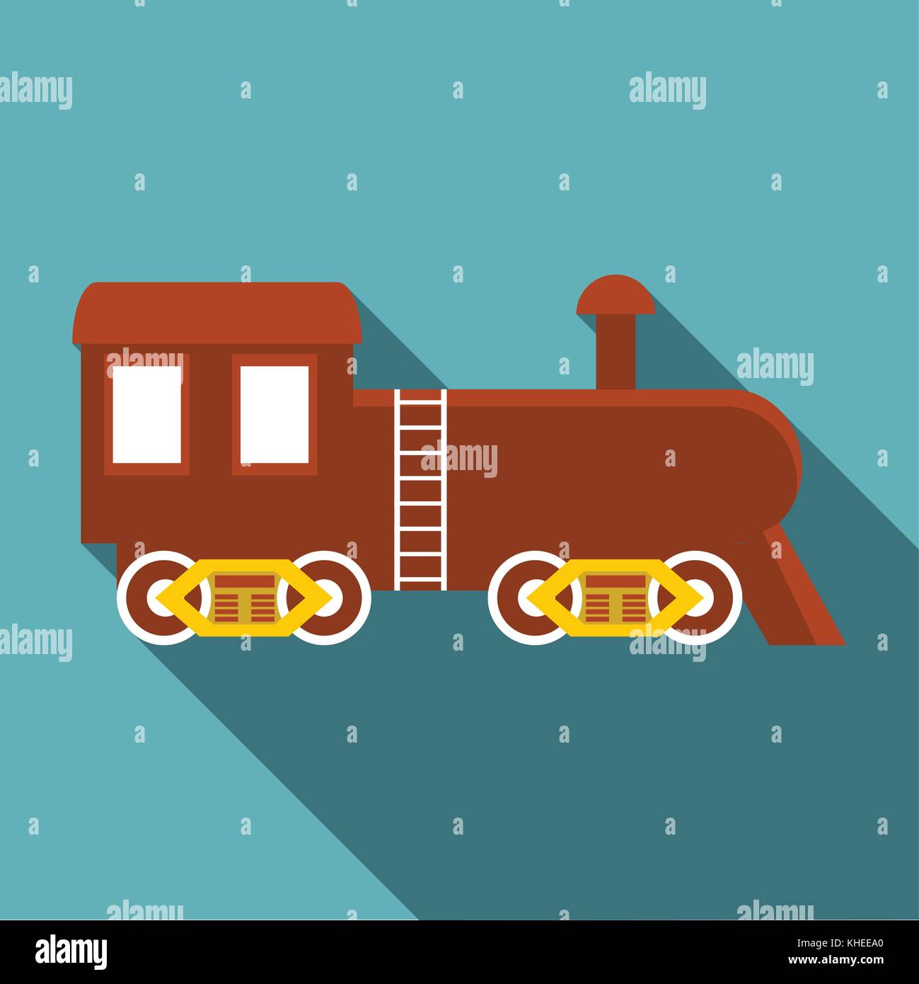 Locomotive icon, flat style Stock Vector