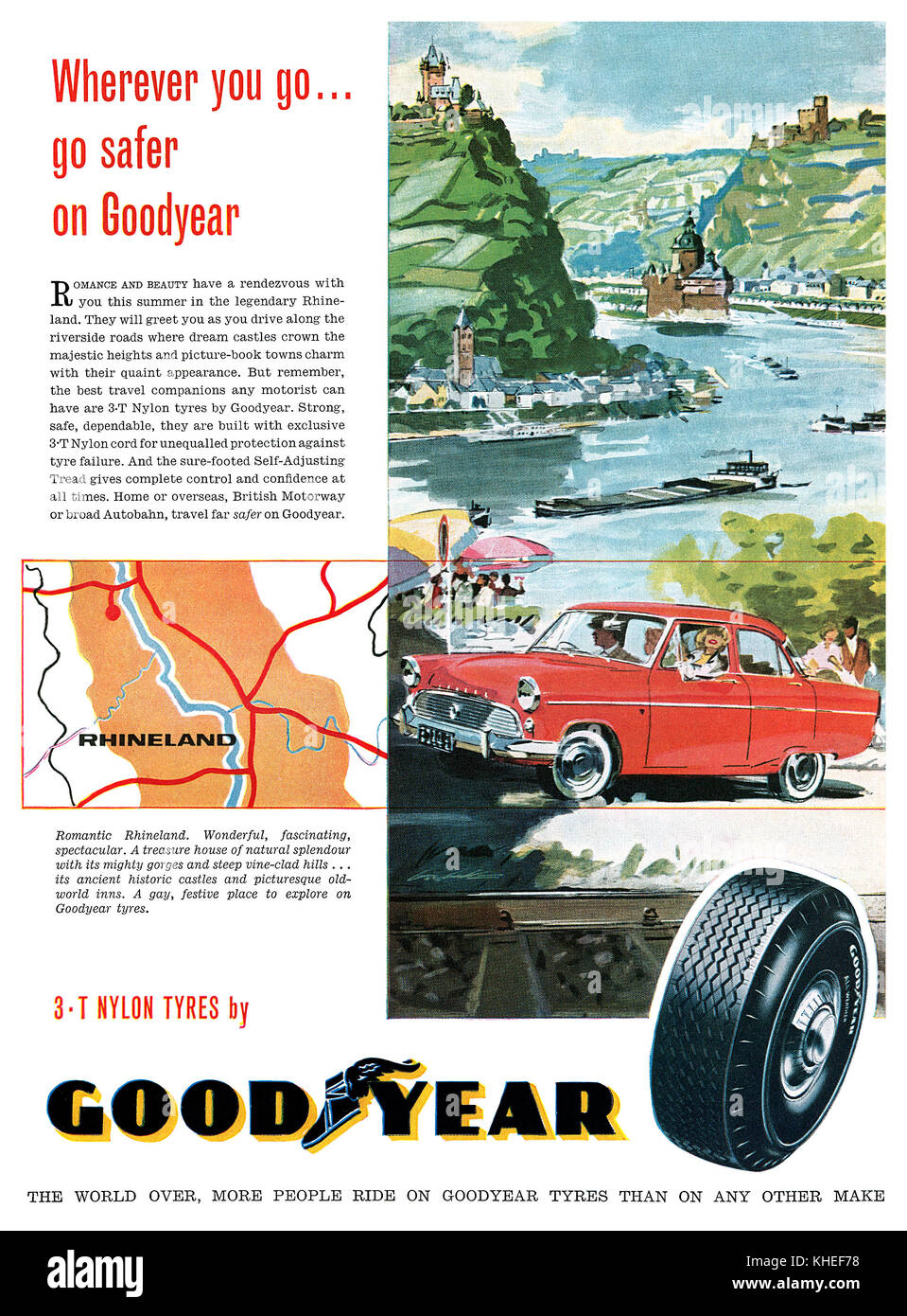 1961 U.S. advertisement for Goodyear tyres. Stock Photo