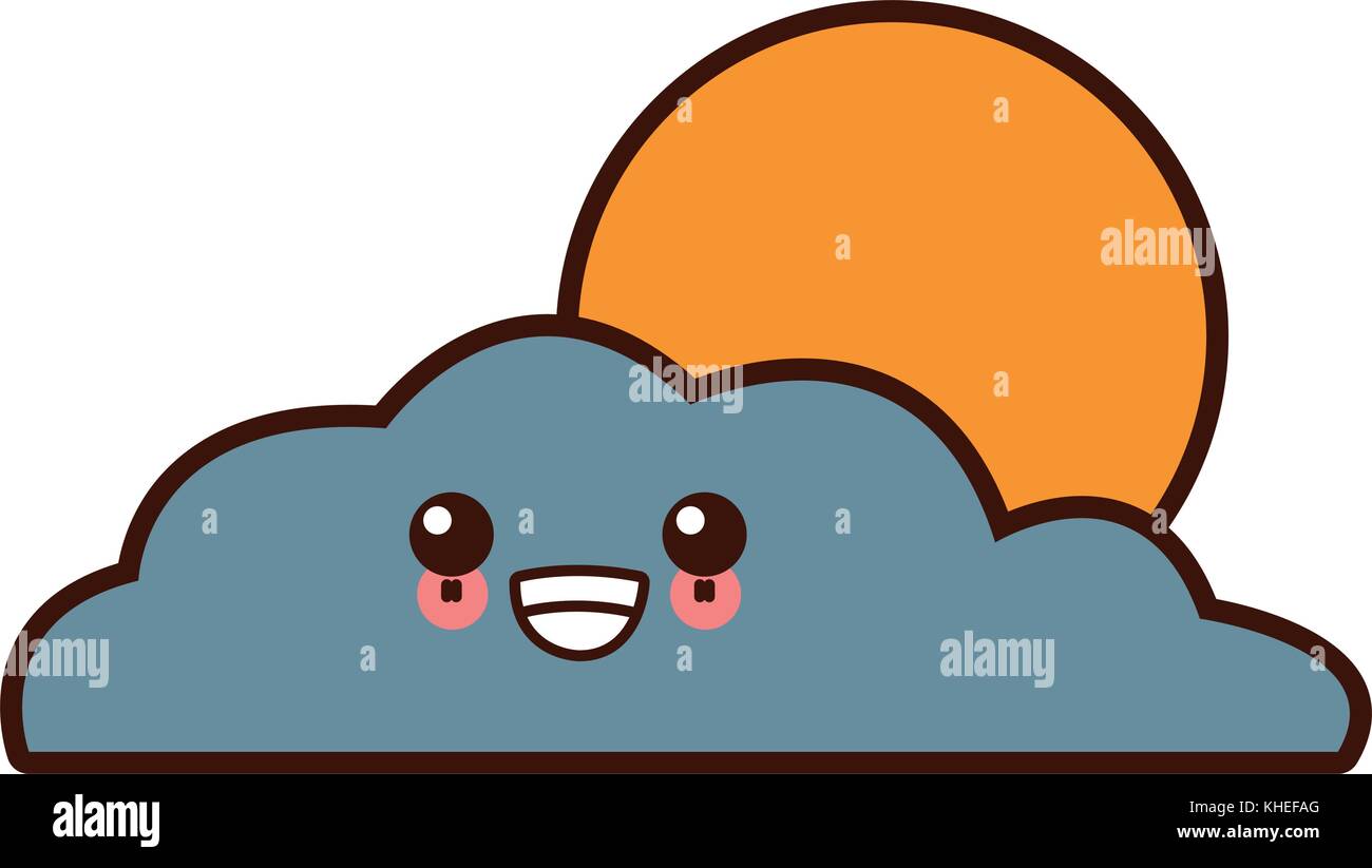 Sun and cloud cute kawaii cartoon Stock Vector Image & Art - Alamy