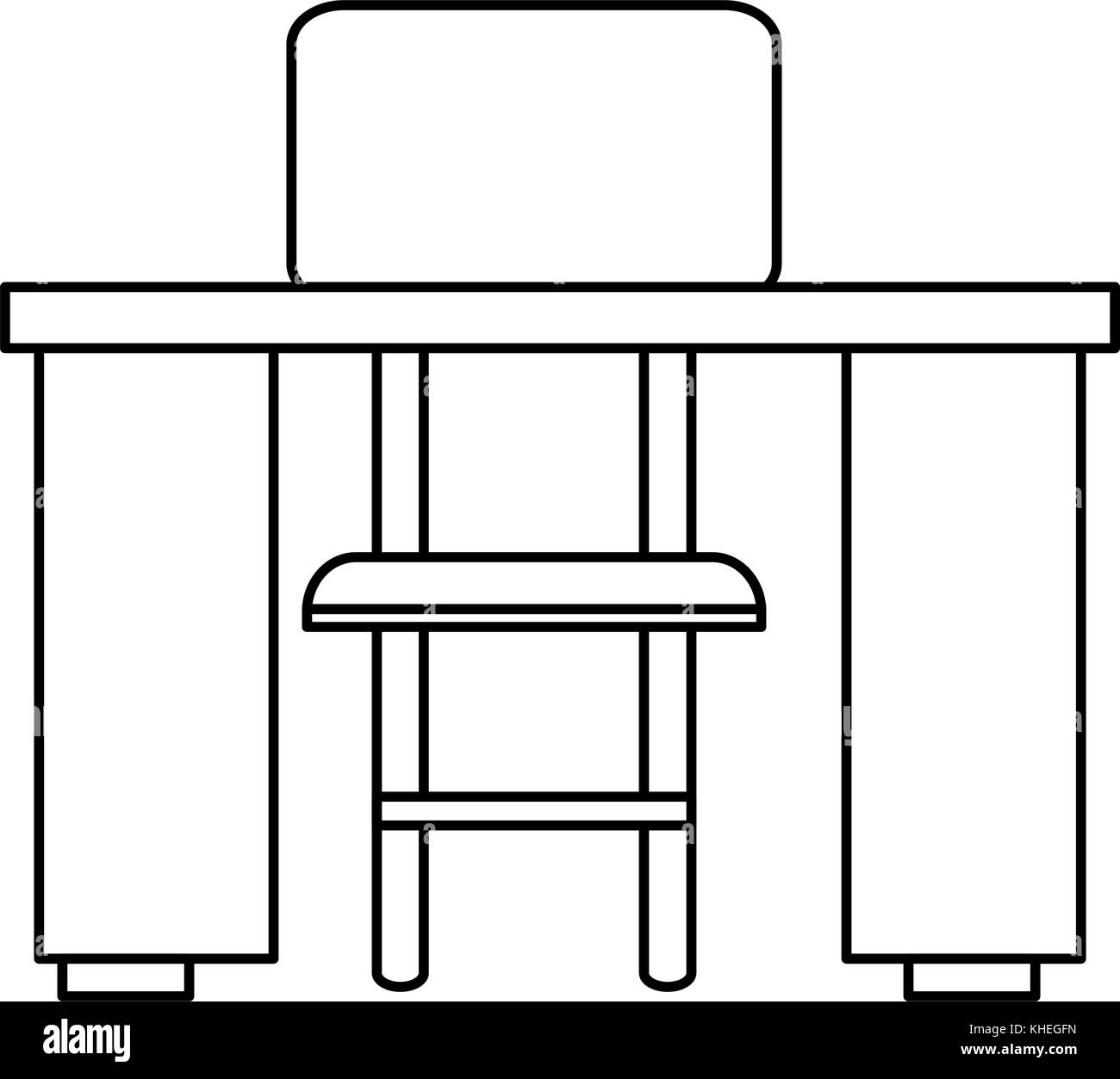 Study desk with chair Stock Vector