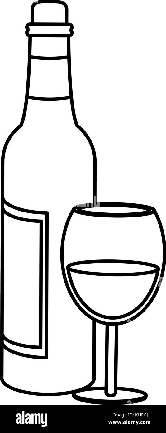Champagne cup and bottle Stock Vector