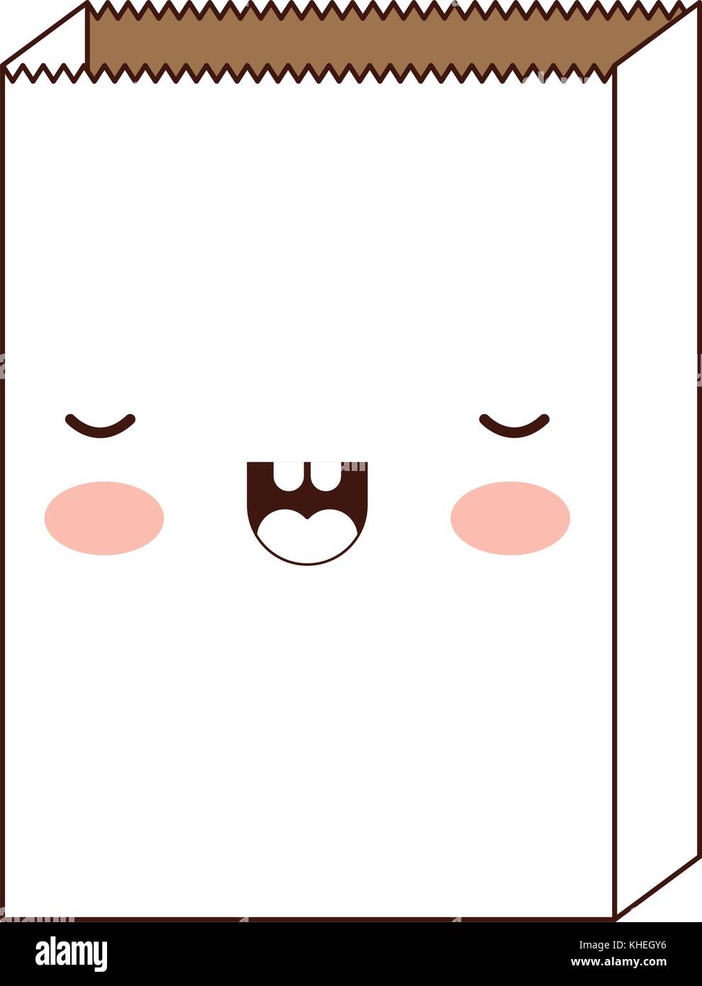 kawaii paper bag in brown silhouette Stock Vector Image & Art - Alamy