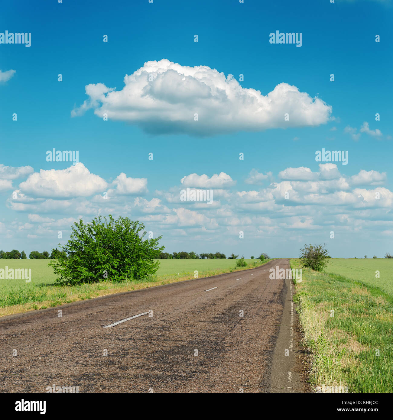 asphalt road to horizon and clouds on sky Stock Photo - Alamy