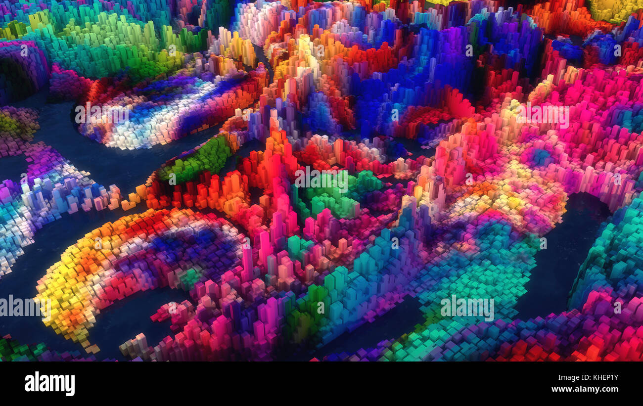3d rendering. Abstract topography and colors Stock Photo