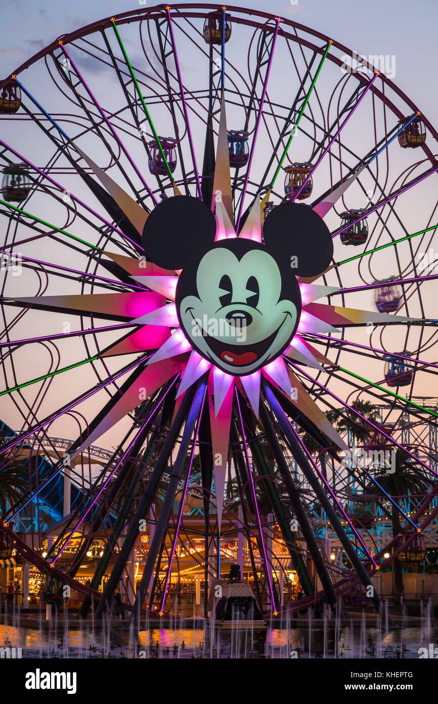 Ferris Wheel Mickey's Fun Wheel, California Adventure Park, Disneyland Resort, Anaheim, California, USA Stock Photo