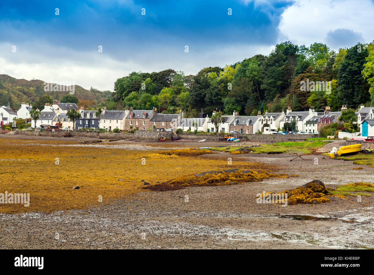 The row of houses in Harbour Street all face Loch Carron in Plockton