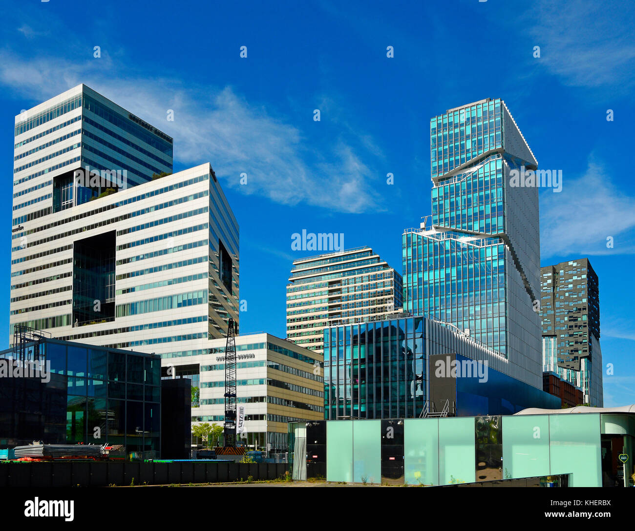 High-rise buildings in the south of Amsterdam (Toyo Ito, New Amsterdam, Viñoly, The Rock, Amsterdam, North Holland, Holland Stock Photo