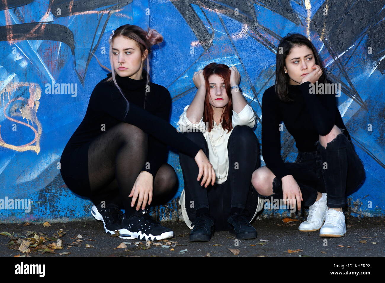 three angry teenegers, rebels Stock Photo - Alamy