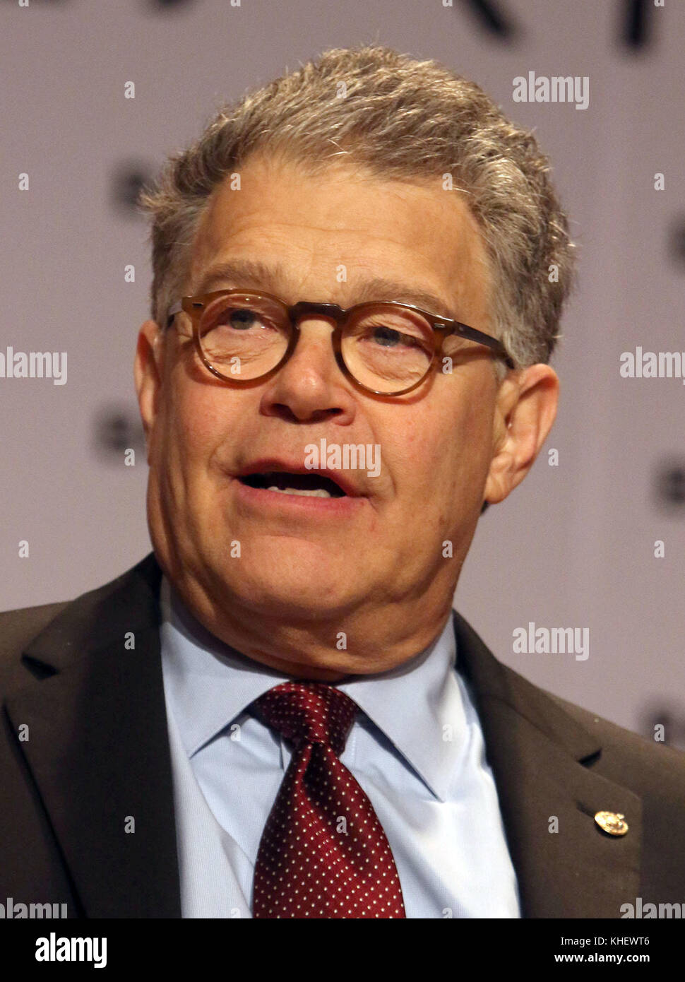 November 16, 2017 - FILE - Anchorwoman and sportscaster Leeann Tweeden said Thursday that comedian AL FRANKEN kissed and groped her without her consent during a USO tour in December 2006. 'He came at me, put his hand on the back of my head, mashed his lips against mine and aggressively stuck his tongue in my mouth.' Pictured: June 2, 2017 - New York, New York, U.S. - US Senator Al Franken attends the Book Expo 2017 Day 2 event held at the Jacob Javits Center. (Credit Image: © Nancy Kaszerman via ZUMA Wire) Stock Photo