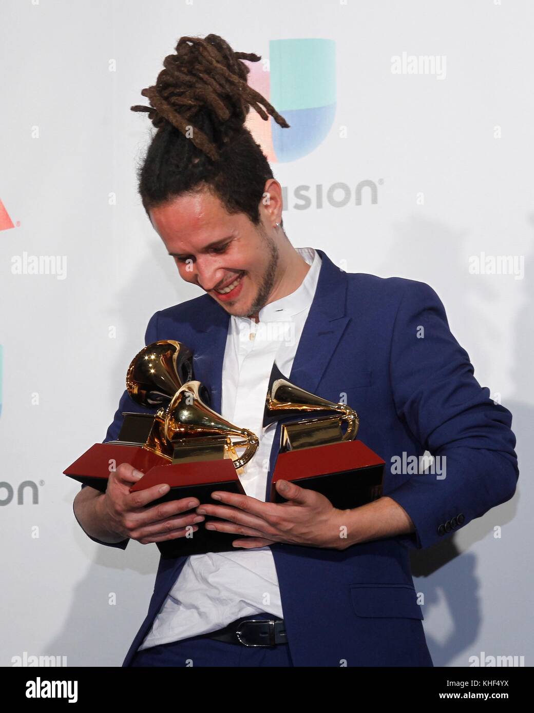 Las Vegas, NV, USA. 16th Nov, 2017. Vicente Garcia, Best New Artist, Best Singer-Songwriter Album (A La Mar) and Best Tropical Song (Bachata En Kingston) in the press room for 18th Annual Latin Grammy Awards Show - Press Room, MGM Grand Garden Arena, Las Vegas, NV November 16, 2017. Credit: JA/Everett Collection/Alamy Live News Stock Photo