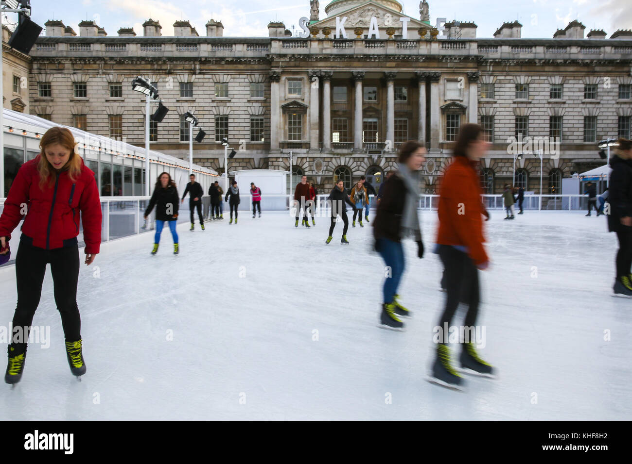 Somerset House. London, UK. 17th Nov, 2017. People enjoy ice skating at ...