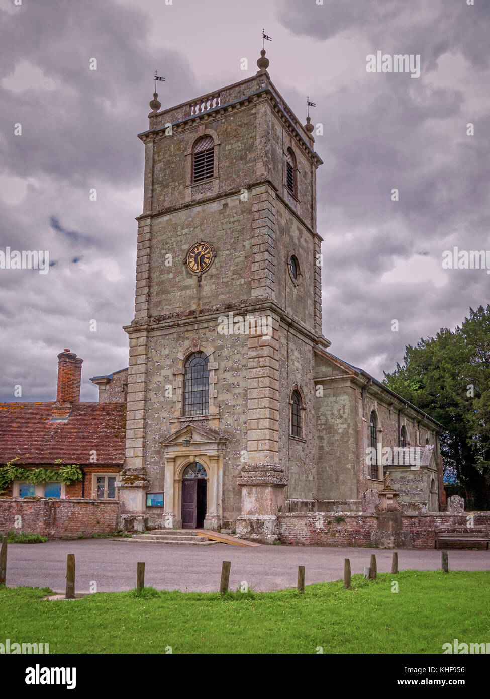Front upright view of St Giles church, in Wimborne St Giles, Dorset. Stock Photo