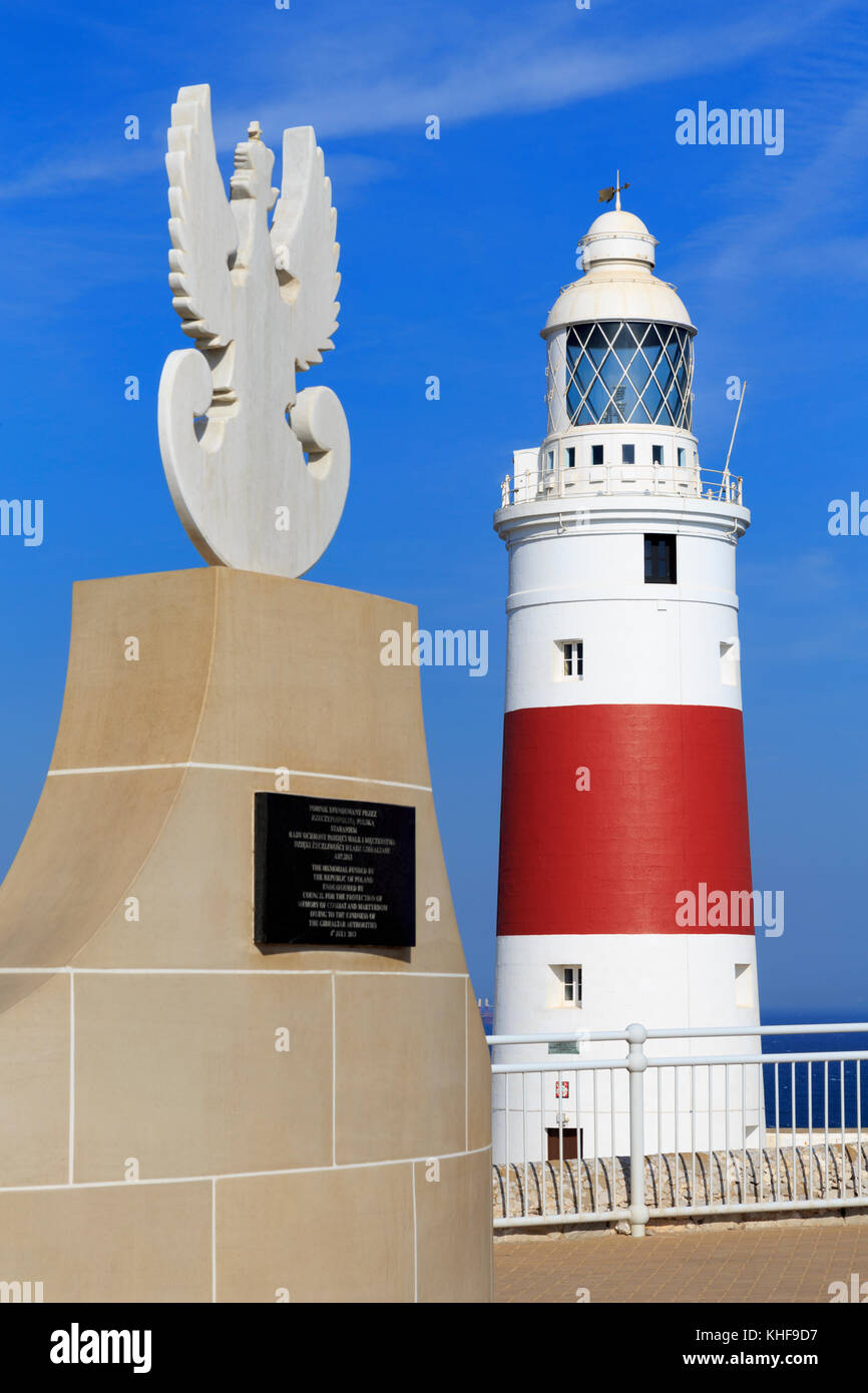 Sikorski Memorial & Europa Point Lighthouse, Gibraltar, United Kingdom, Europe Stock Photo
