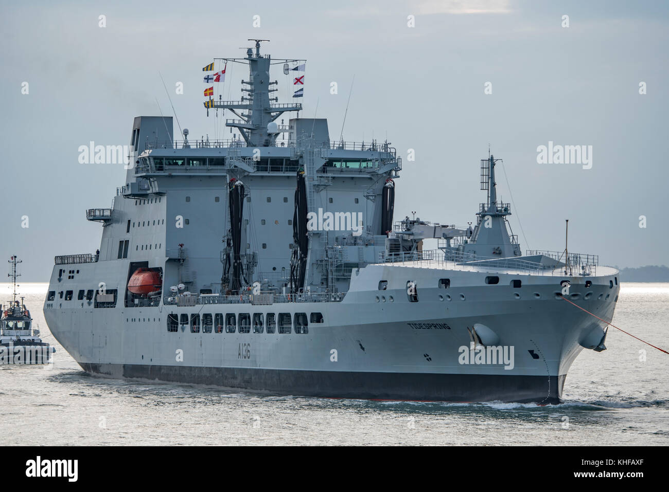 RFA Tidespring, a new naval auxiliary replenishment ship arriving at ...