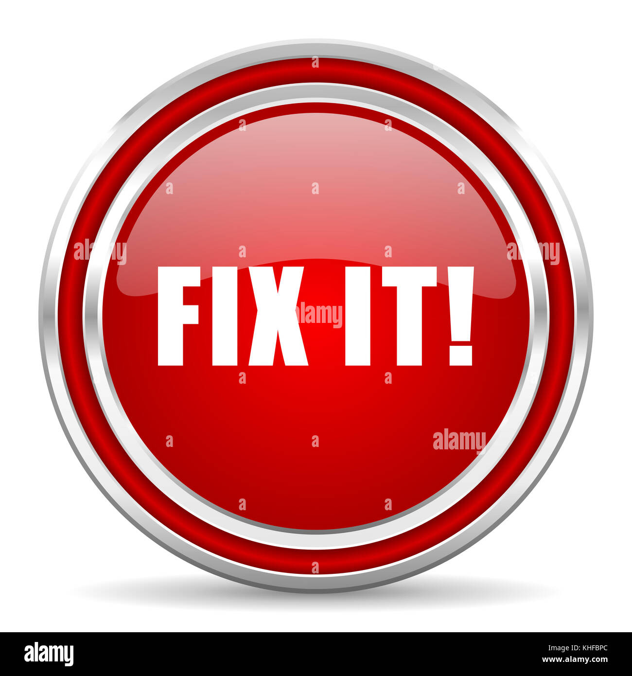 Fix it red silver metallic chrome border web and mobile phone icon on ...