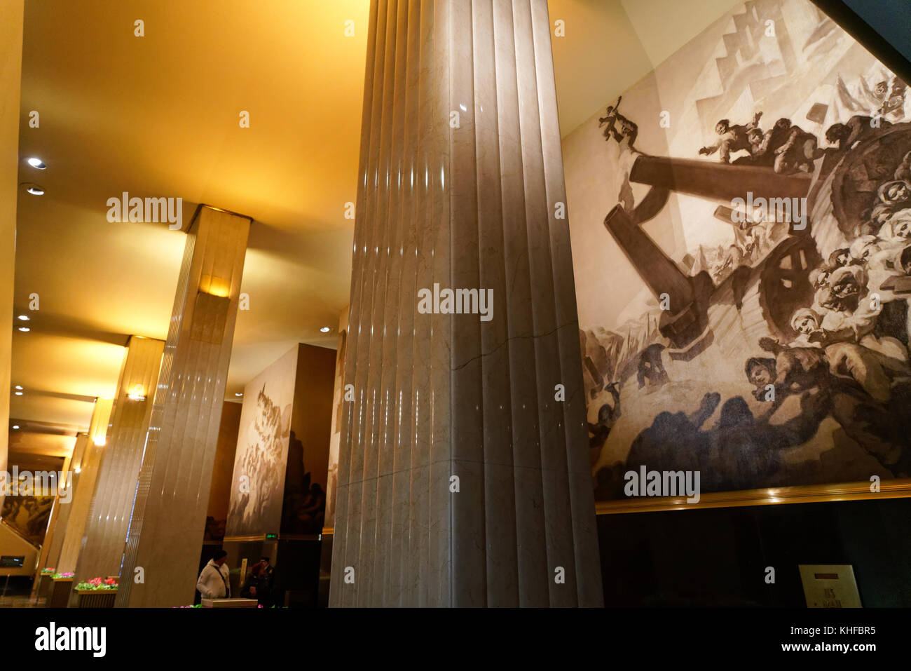 The Art Deco lobby of 30 Rockefeller Plaza, a skyscraper in Rockefeller Center, is decorated with murals by the Spanish artist José María Sert. Stock Photo