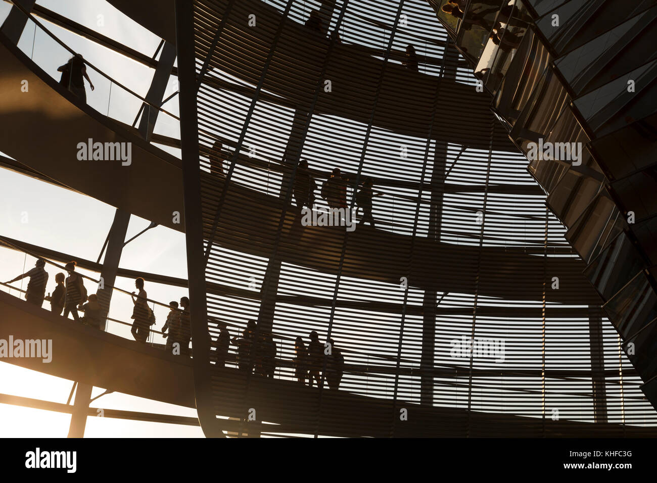 The Reichstag dome in Berlin opened to visitors. The Reichstag dome is a glass dome from architect Norman Foster, on t Stock Photo