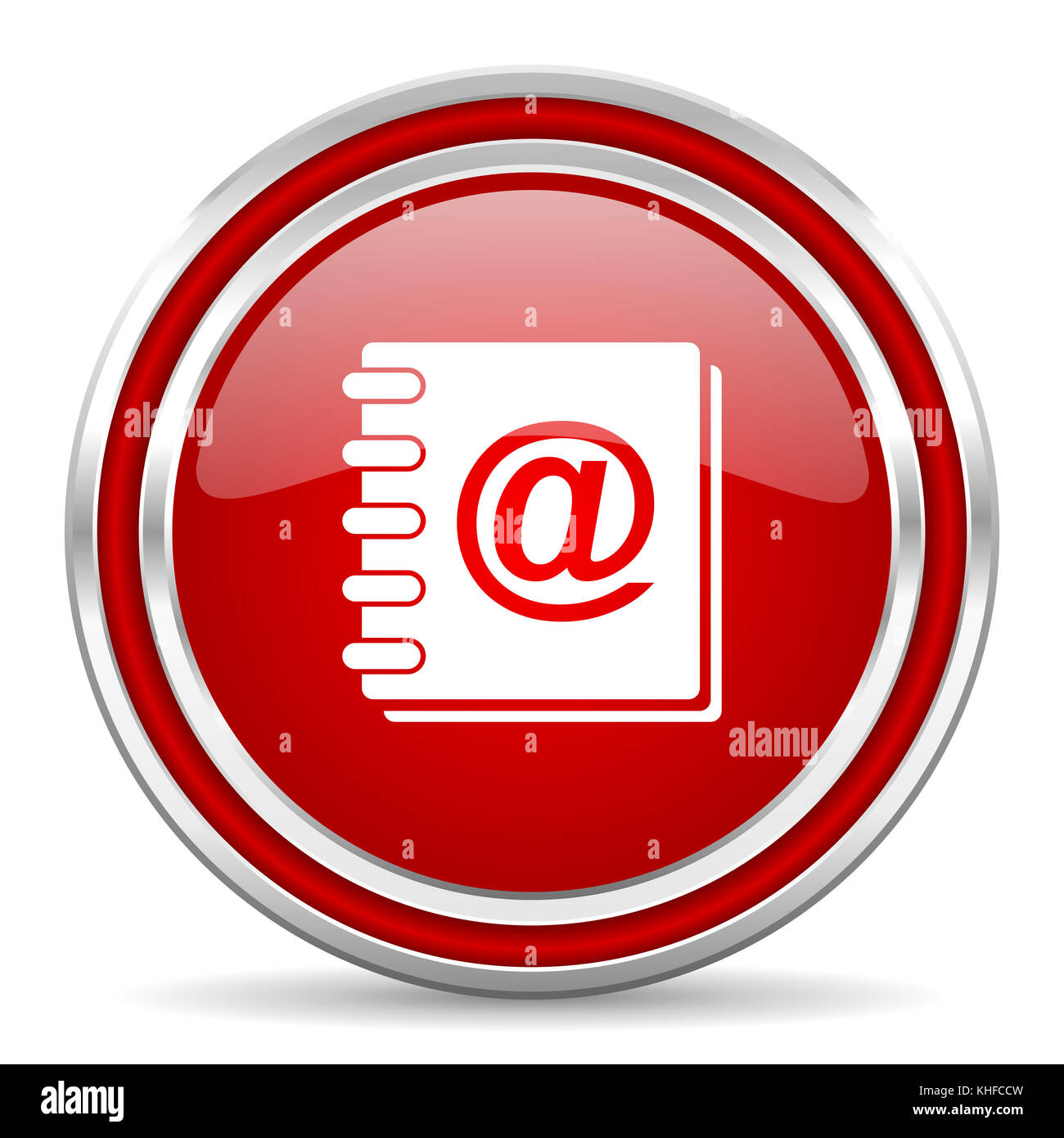 Address book red silver metallic chrome border web and mobile phone