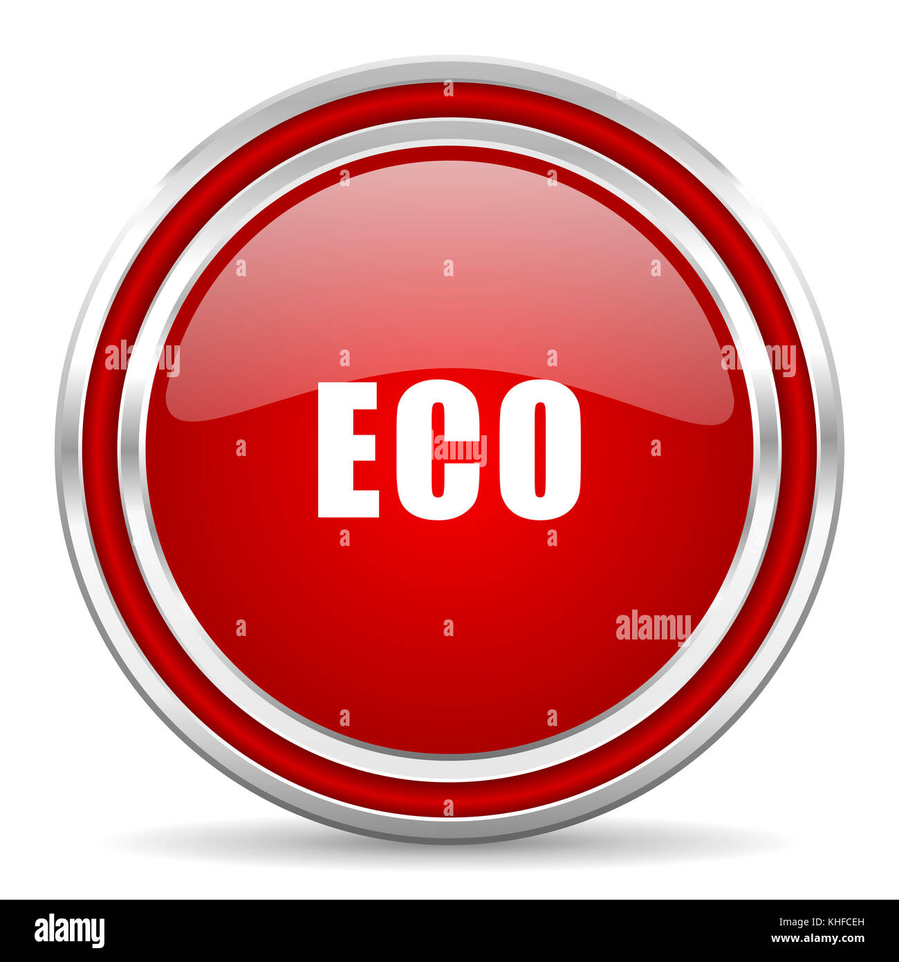 Eco red silver metallic chrome border web and mobile phone icon on ...