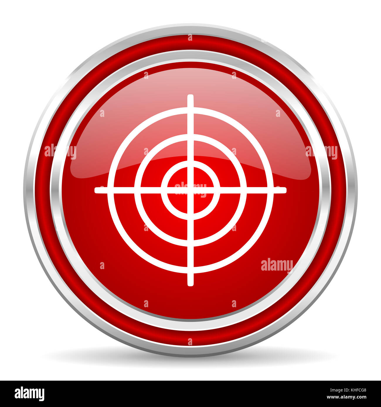 Target red silver metallic chrome border web and mobile phone icon on ...
