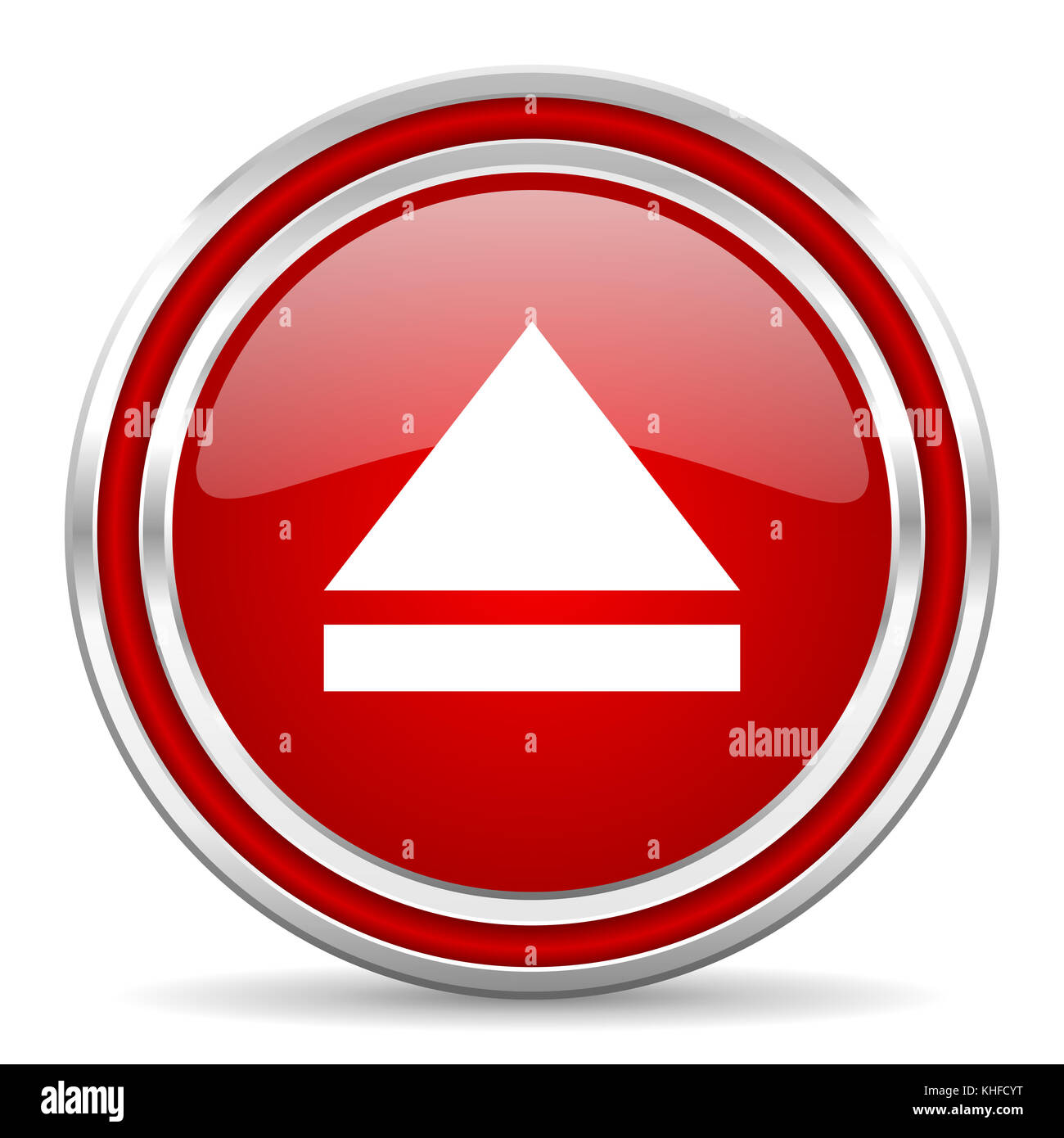 Eject red silver metallic chrome border web and mobile phone icon on ...