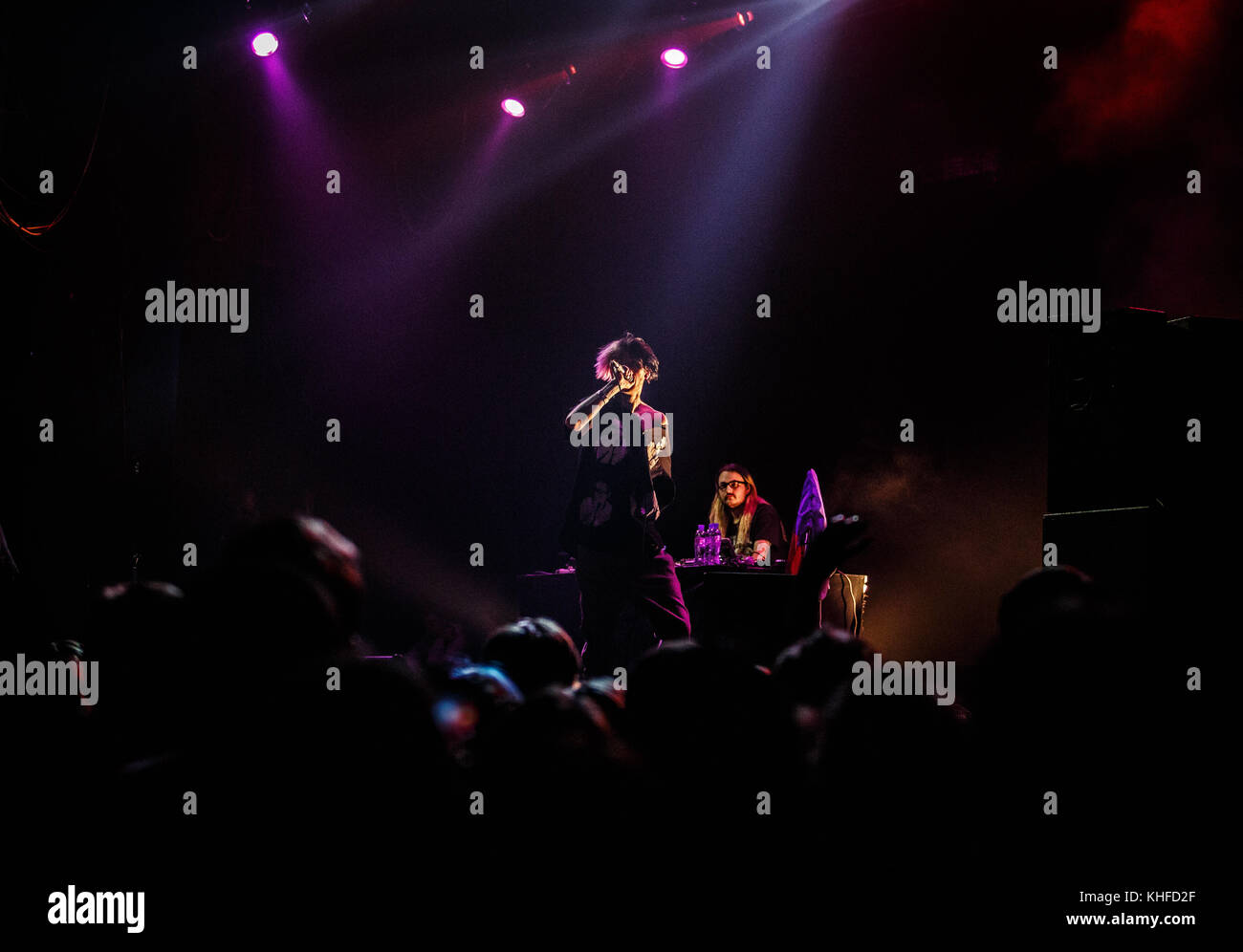 MOSCOW-30 MARCH,2017:Rapper Lil Peep concert in night club.Portrait of ...