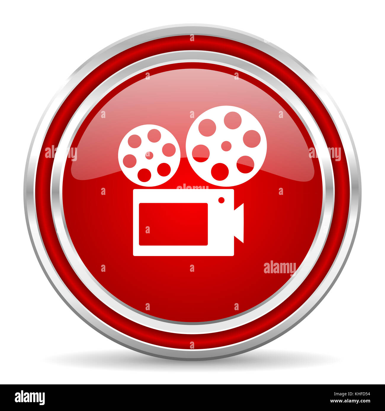 Movie red silver metallic chrome border web and mobile phone icon on