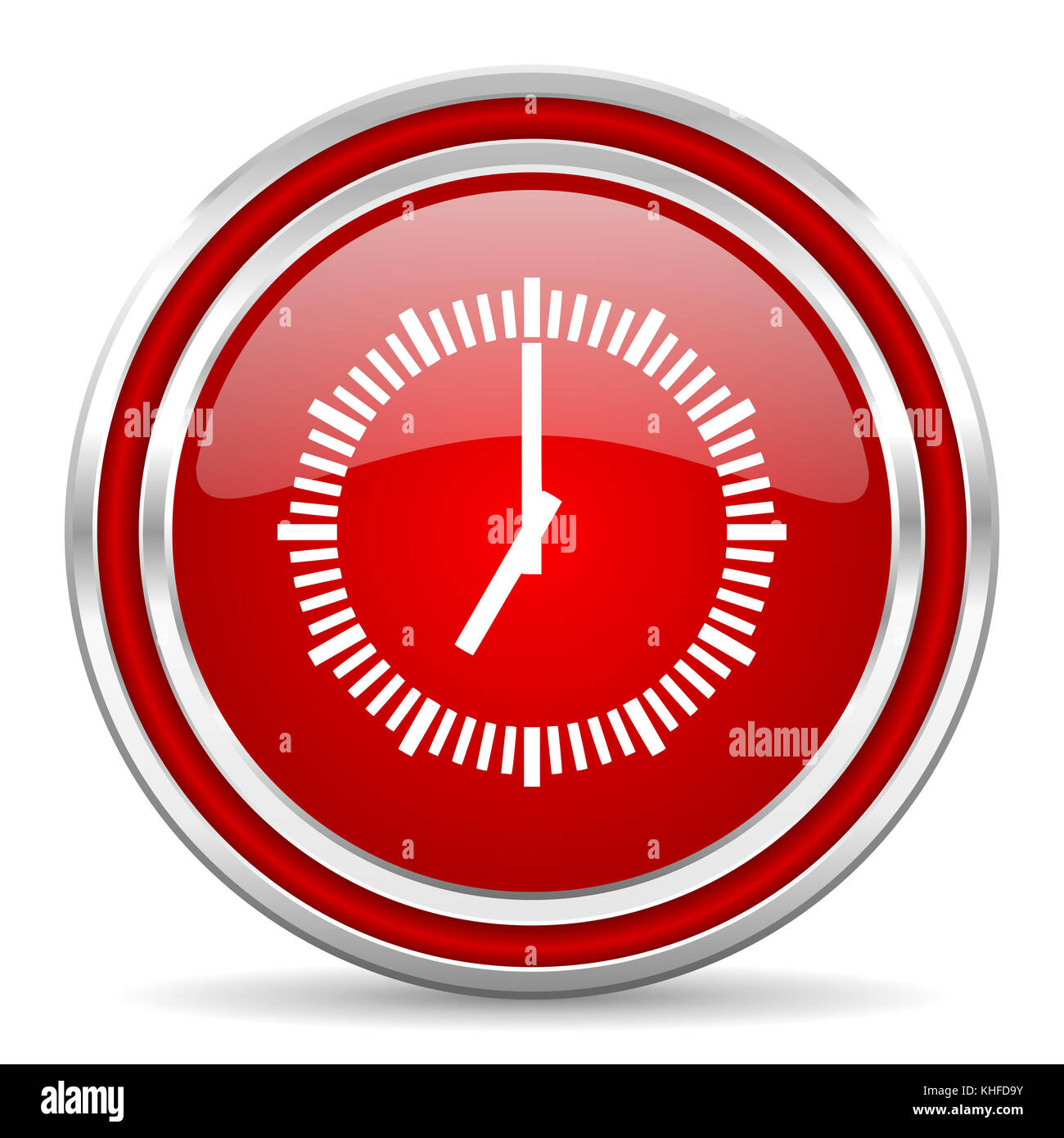 Time red silver metallic chrome border web and mobile phone icon on