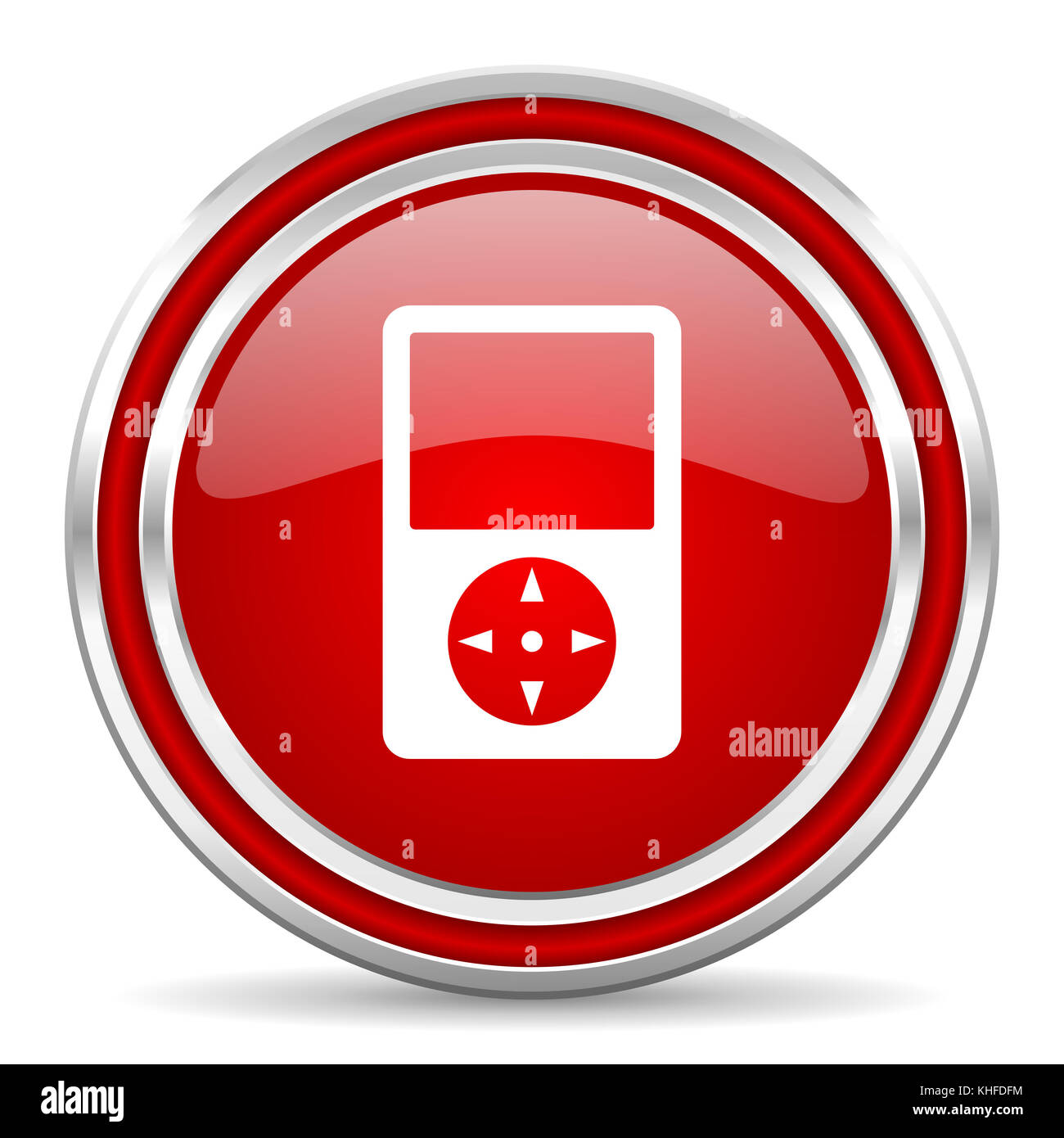Multimedia player red silver metallic chrome border web and mobile ...